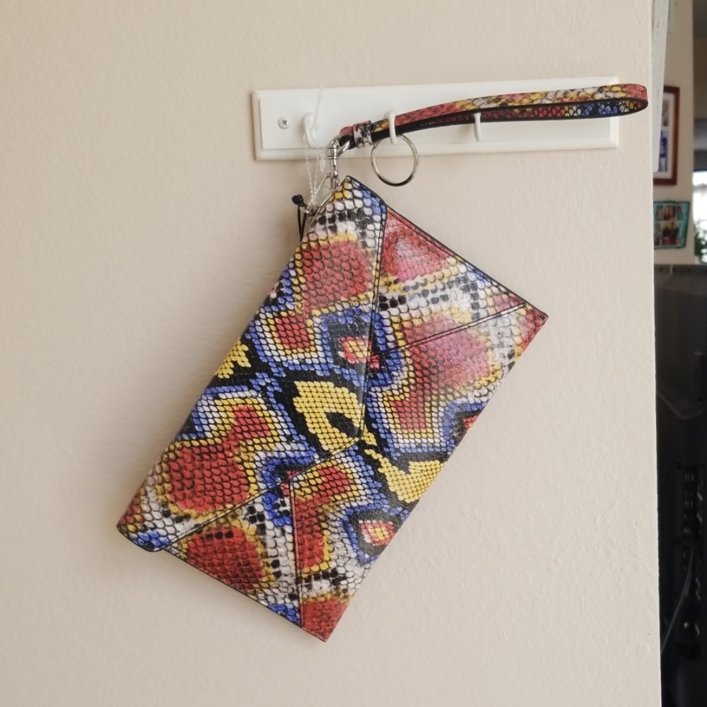 Rebecca Minkoff ,snake print Leather, Leo Wristlet